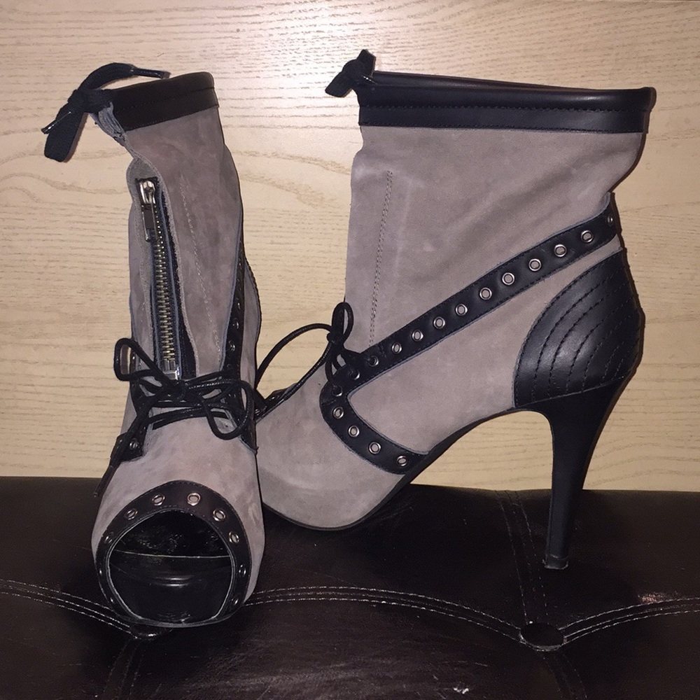 Size 8. Open Toe Black Bootie.